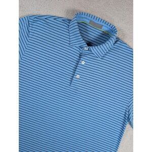 tasc Performance Mens Blue Striped Micro Modal Golf Polo Shirt TM546 Size M